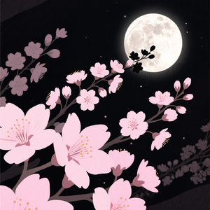 月と桜の間で