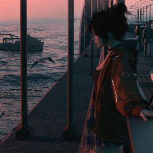 一个人看海看日落i