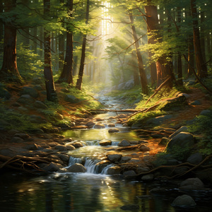 放松平静流动的河水与崖边水滴