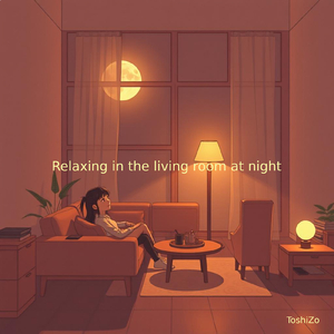 Relaxing in the living room at night