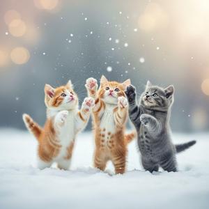 子猫の初めての雪