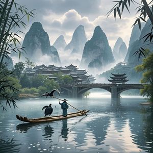 烟雨漓江-晓风轻柔