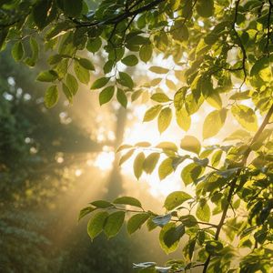 晨光透过树叶