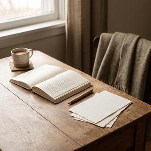 木の机で始まる静かな時間
