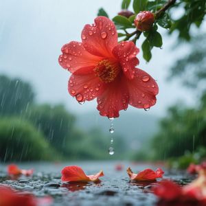 夏雨打落石榴花