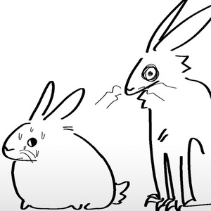 just a creepy hare next to a bunny