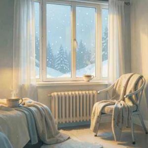 窗外下雪的房间
