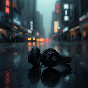 濡れた街とヘッドホン