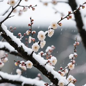雪片缀梅梢