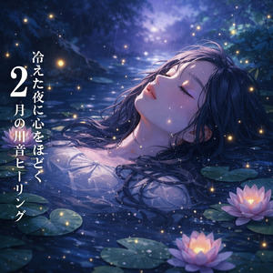 静かな夜の川辺