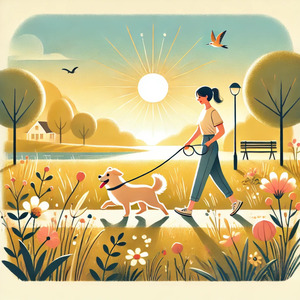 愛犬と朝の散歩