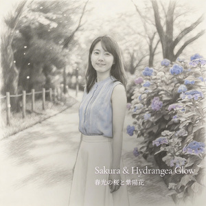 春光の桜と紫陽花
