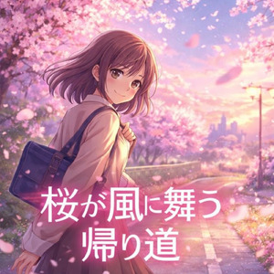 桜が風に舞う帰り道
