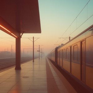 朝焼けのホームで