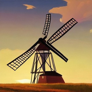 我们打着光脚在风车下跑，手上的狗尾巴草摇啊摇