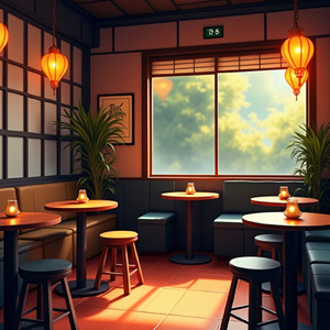 静かなカフェの揺らぎ