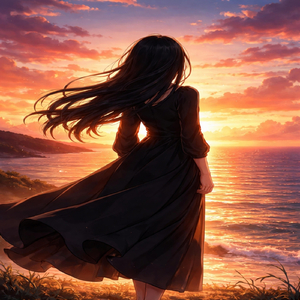 보랏빛 노을 아래