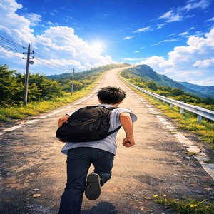 青空につながる坂