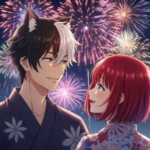 ねこはなびたいかい  Cat Fireworks Festival  #花火大会 by Sorasan   そら
