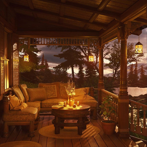 Cozy Cabin Porch Ambience with Soft Rain and Thunder Sounds for Relaxation