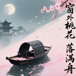 窗外桃花落满舟
