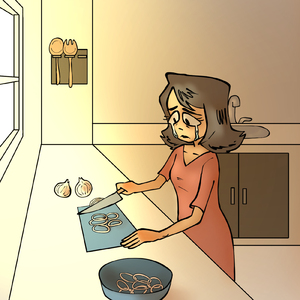 אמא חותכת בצל