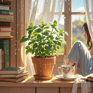 窗台上的薄荷-余生随缘