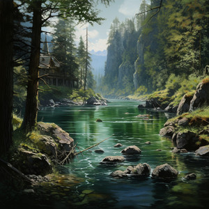 Flujo Armonioso De La Corriente Para La Relajación