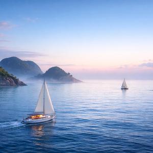 water steps in the fog