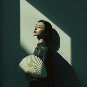 书生折扇画歪了