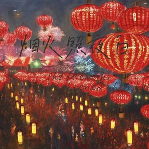 烟火照夜白The fireworks brightened the night