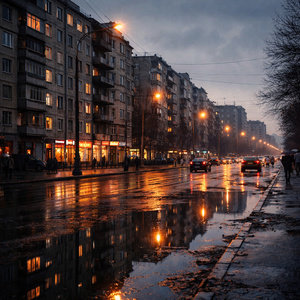 Мокрый асфальт Москвы