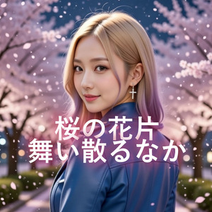 桜の花片舞い散るなか