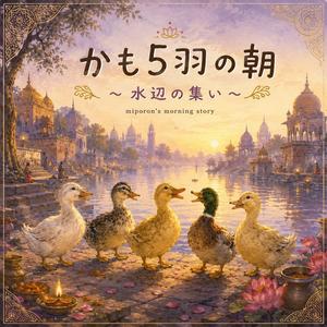 かも5羽の朝 〜水辺の集い〜