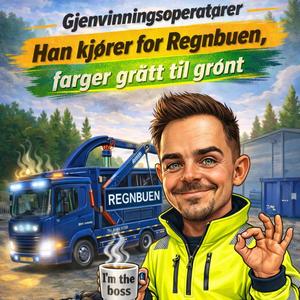 Han kjører for Regnbuen, farger grått til grønt