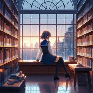 雨の日の図書館