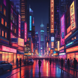 ネオンの中の月明かり