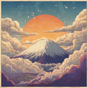 朝霧の向こう、初日の出を待つ