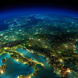 人工衛星から見た夜の地球・体験しているようなストーリーミュージック