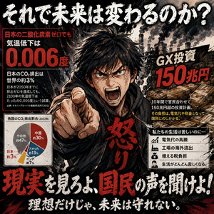 日本の二酸化炭素ゼロでも気温低下は0.006度