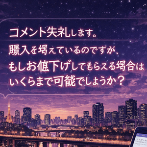 コメント失礼します。購入を考えているのですが、もしお値下げしてもらえる場合はいくらまで可能でしょうか？