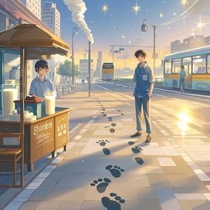 晨光里的脚印-小海