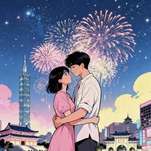 台北夜空下拥抱