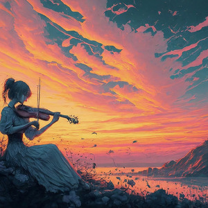 追憶の雨と虹と、草原の風と馬、夕焼けが君を照らす