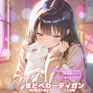 まどべカーディガン 秋の窓辺と猫とやさしいニットの朝