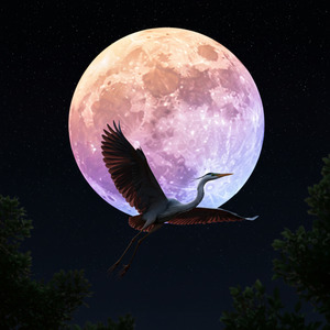 美しく幻想的な鳥と夜空を表現した和風BGM 「The Heron Chasing the Moon」