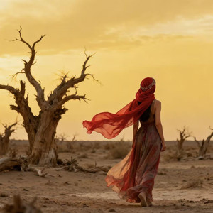 风沙中的红头巾