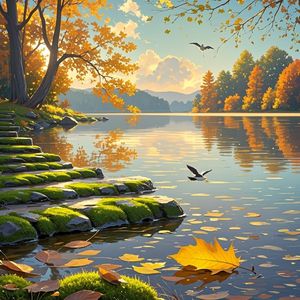 湖面的黄叶-乐潮酷羽