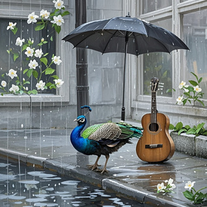 雨中孔雀