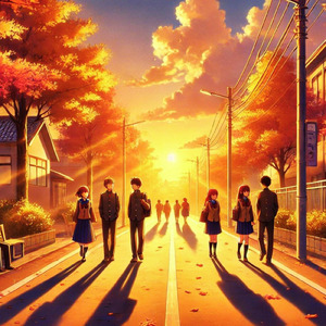 夕焼け色の通学路